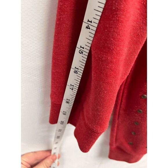 Express Womens Pullover 3/4 Sleeve Scoop neck Studded Front Sweatshirt Red Small - Picture 4 of 6